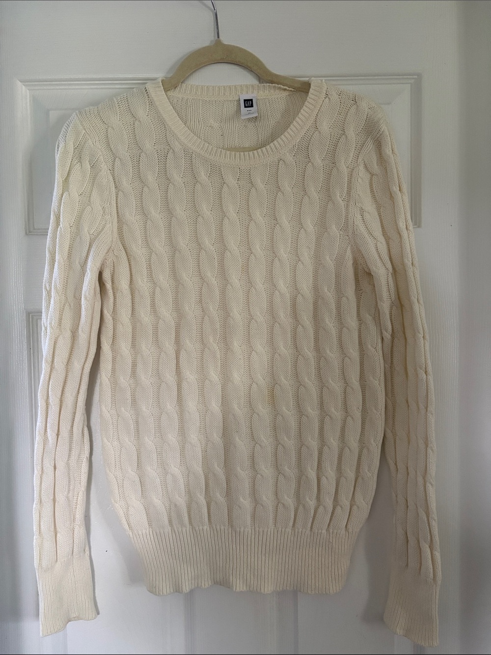 GAP Cream Cable-Knit Crewneck Sweater